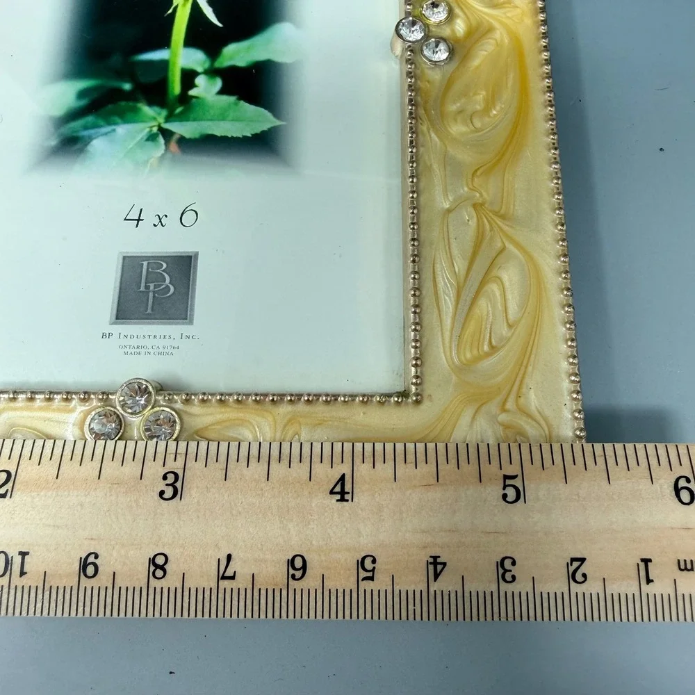 BP Industries Diana Series 4x6 Picture Frame Gold Swirl Enamel Rhinestone
